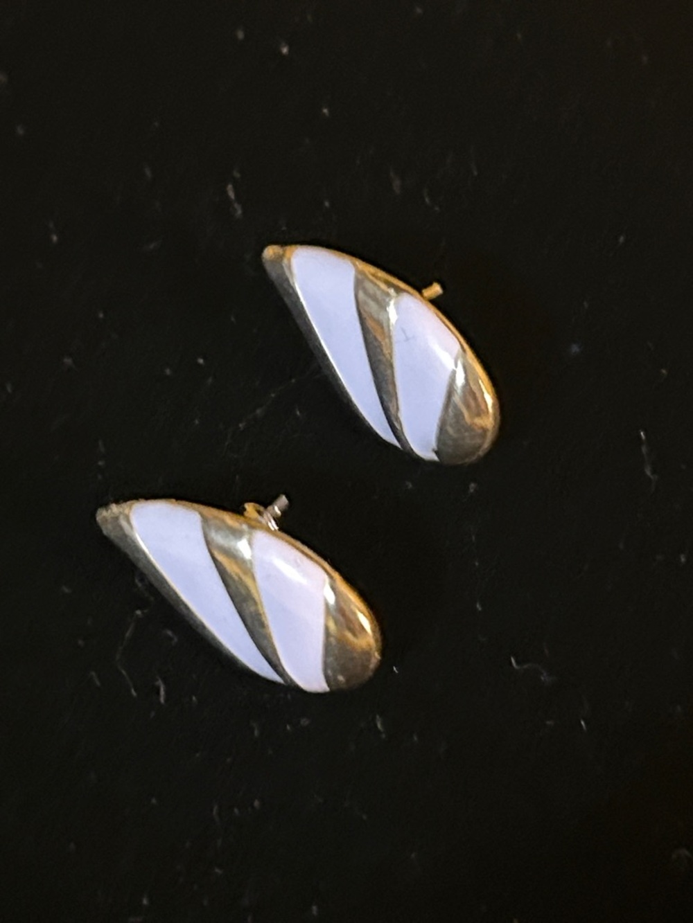 3 For $20 Vintage Gold Tone Lilac Enamel Teardrop Stud Earrings
